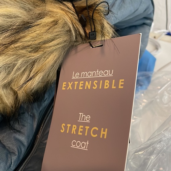 NWT NUAGE Stretch Diagonal Quilted Coat w/Removable Hood Soft Blue Medium - Picture 4 of 8